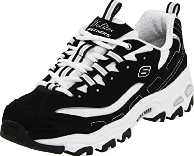 skechers black and white shoes