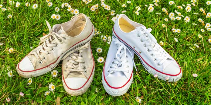 how to make yellow stained shoes white again