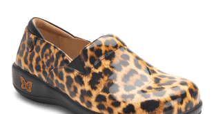 Alegria Keli Slip On Leopard Print Nursing Shoes, Nursing Clogs