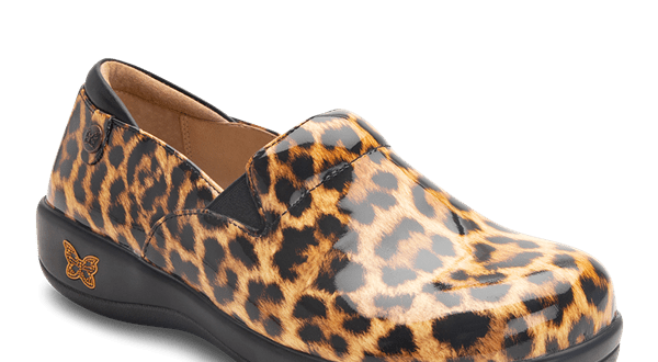 Alegria Keli Slip On Leopard Print Nursing Shoes, Nursing Clogs
